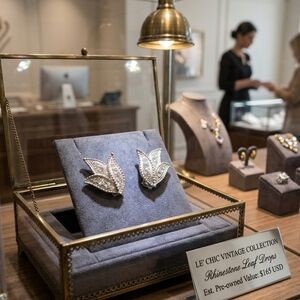 Rhinestone Leaf Drop Earrings — Silver Sparkle